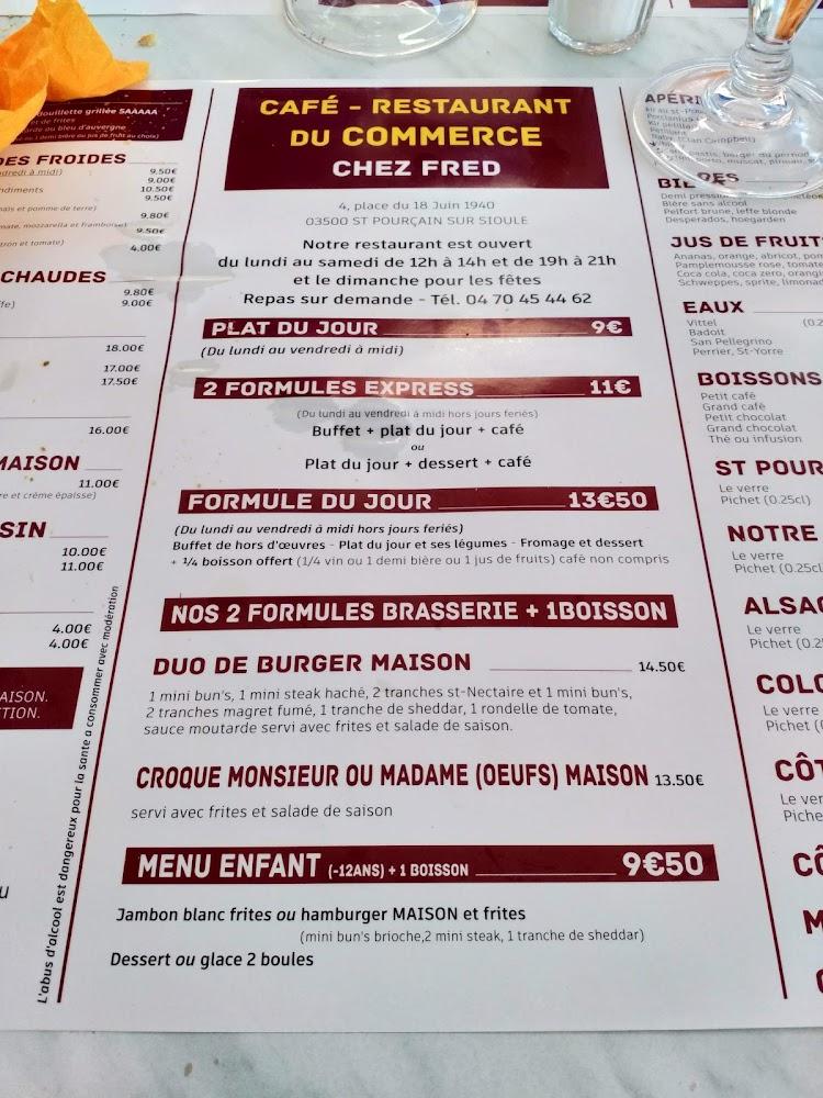 Café restaurant du Commerce chez fred - Menu Image 1